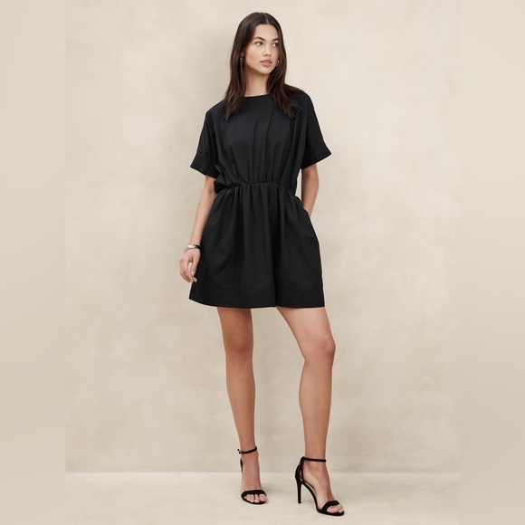 NWT! Banana Republic Black Poplin Mini Dress - Multiple Sizes - Picture 1 of 5